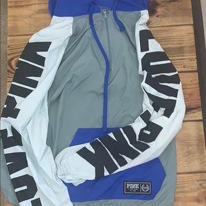 PINK rain coat half zip with hood size XS